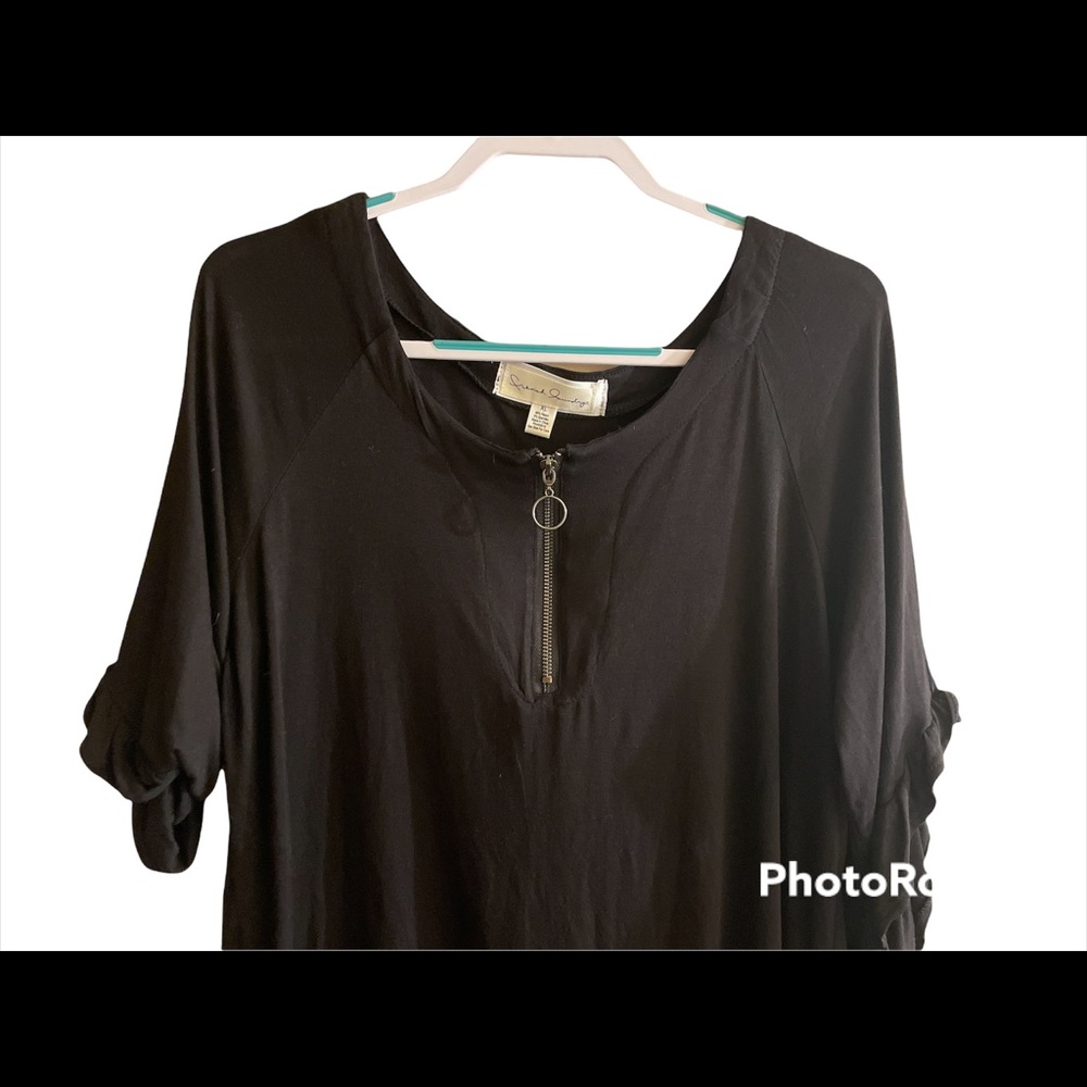 French Laundry Zippered Neck with ruffled sleeves Size: XL
